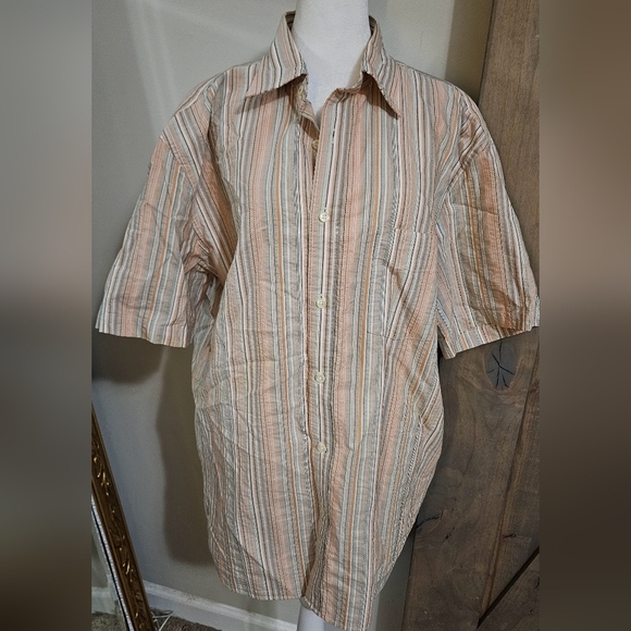 FACONNABLE 100% Cotton Striped Short Sleeve Button Down Shirt. Size Large - Picture 7 of 10